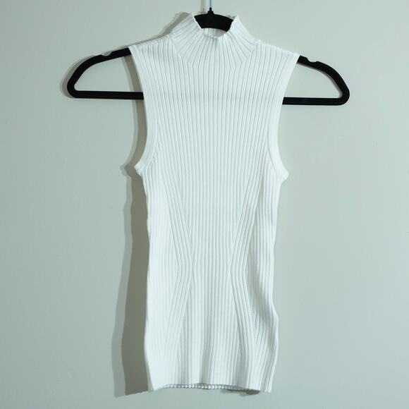 Madewell Tops - NWT Madewell White Stretchy Sleeveless Ribbed Mock Turtleneck Women's Size XXS